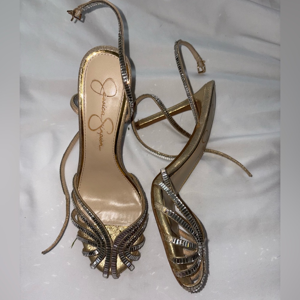 Jessica Simpson Metallic Gold Heels